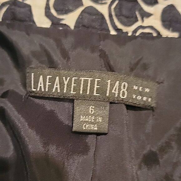 Lafayette 148 black/white print blazer size 6 silk blend - Picture 6 of 8